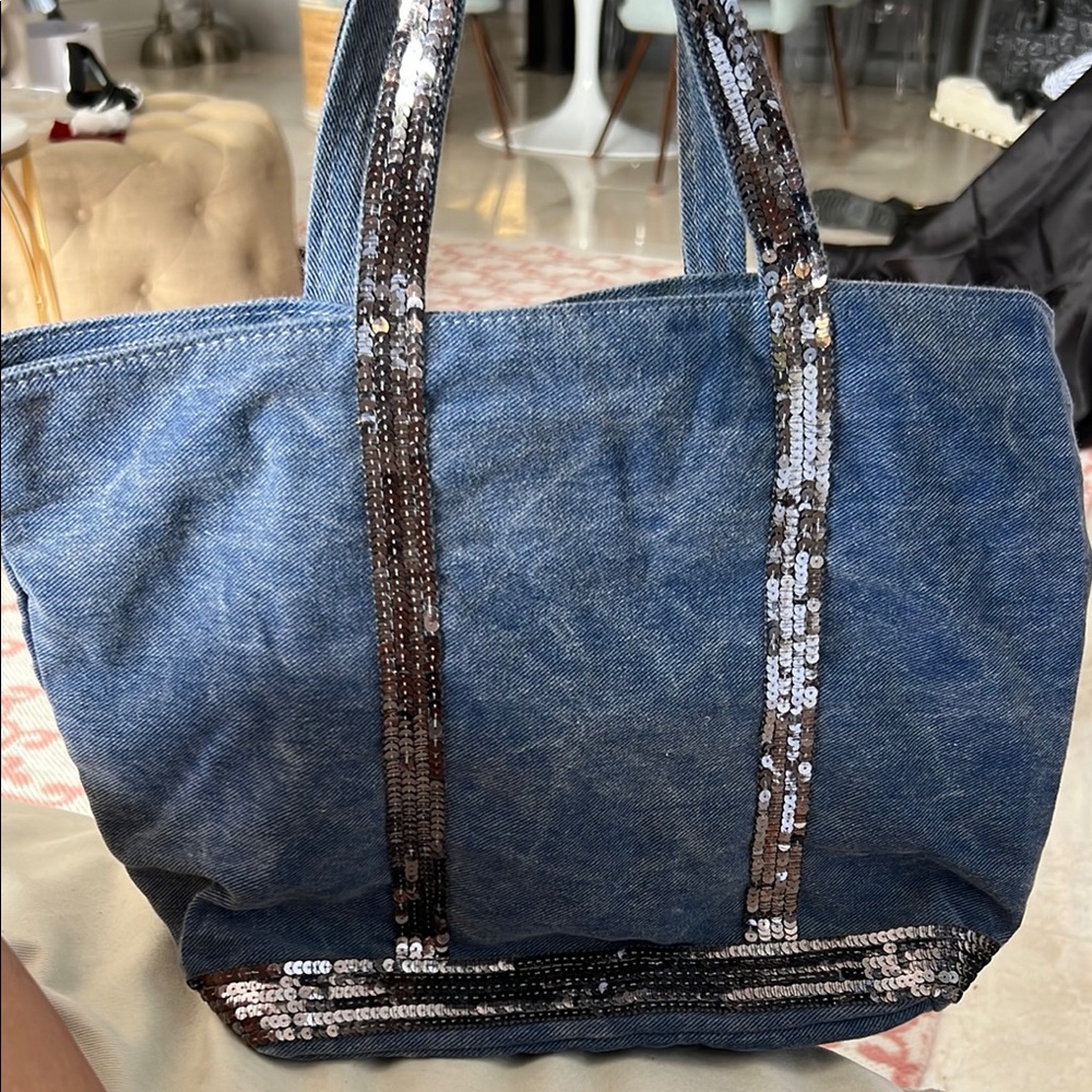 Sequin Denim Tote Bag wanessa bruno